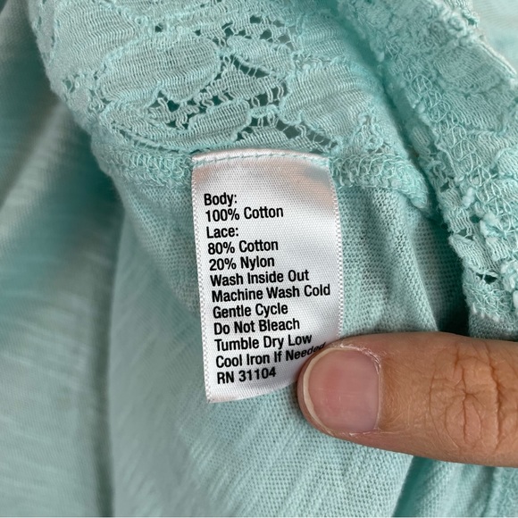 Chip & Pepper Blue Yellow Boho Bohemian Lace Long Sleeve Top Women XS - Picture 7 of 7